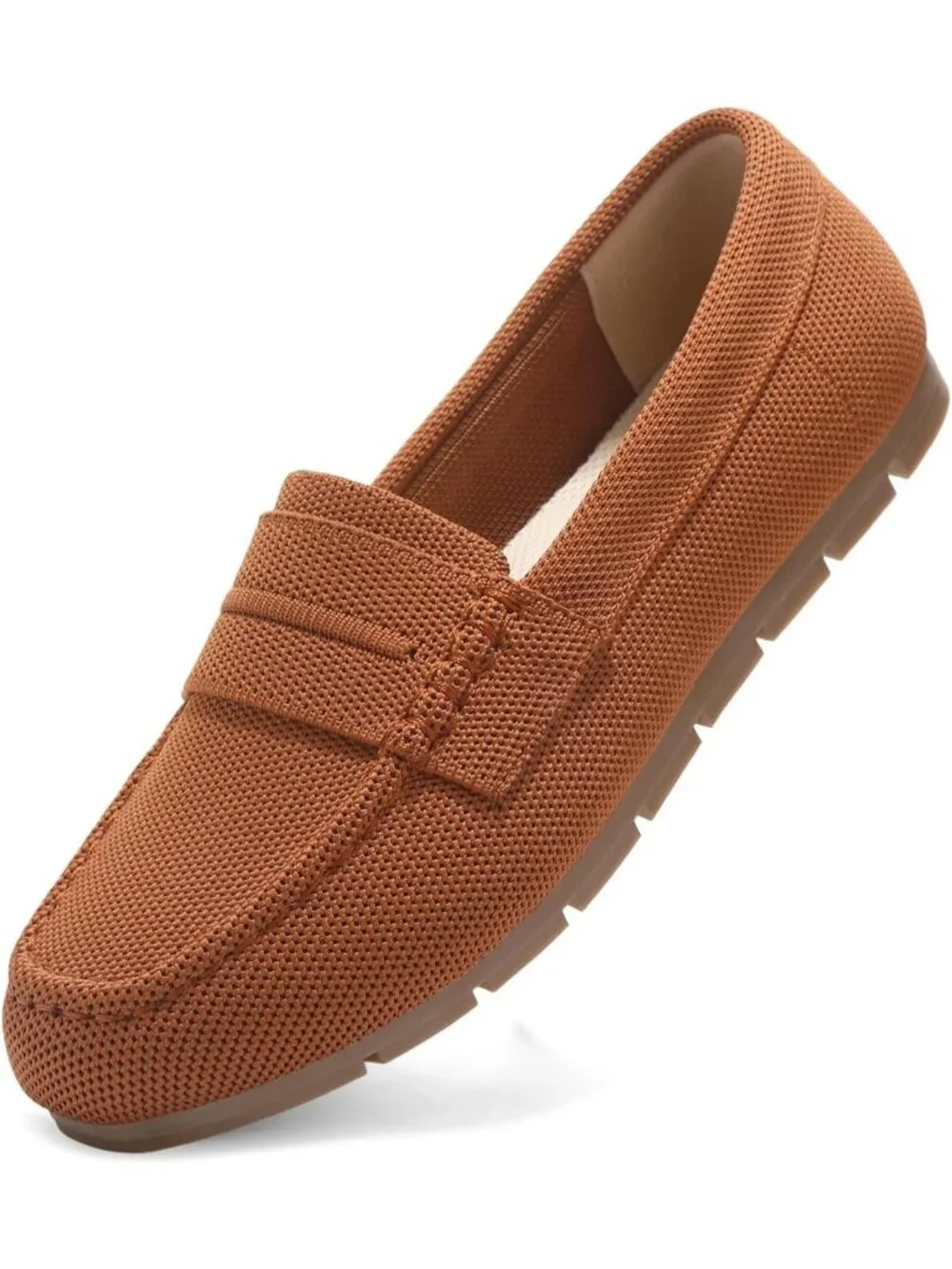 Women's Brown Mesh Comfortable Slip on Dressy Casual Walking Loafer Flat Shoes
